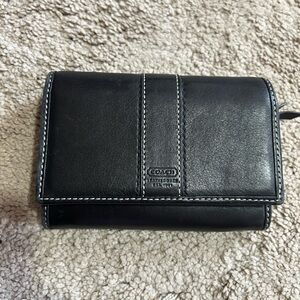 Coach Black Leather Trifold Wallet